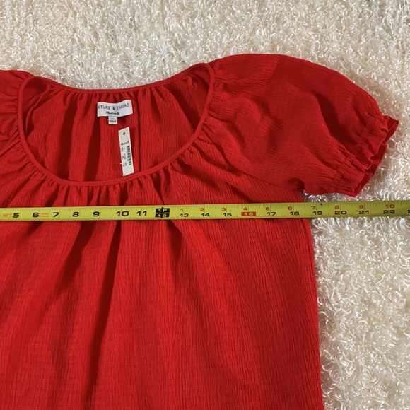 Madewell puffy sleeve red top size XS - Picture 4 of 15